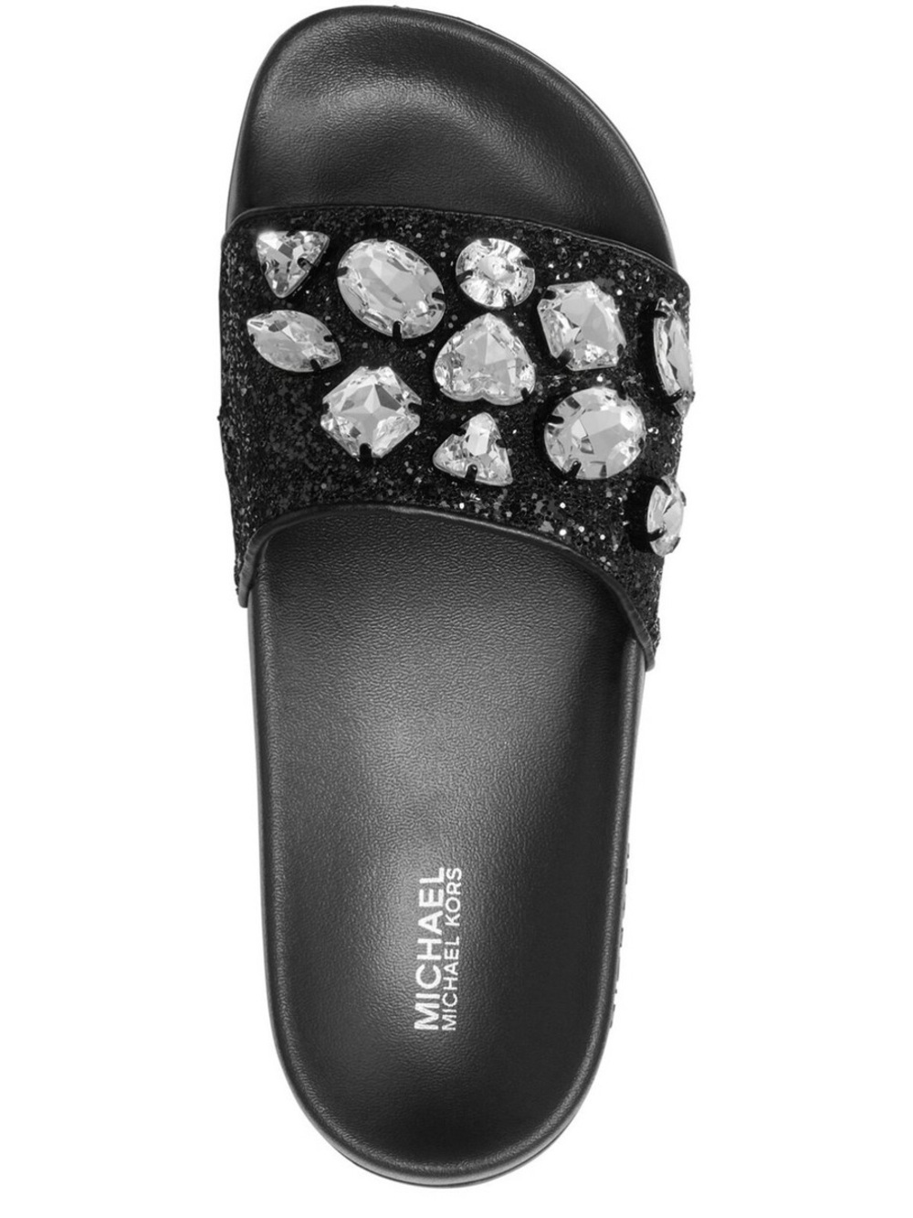 Michael Kors Black Jeweled Slide Sandal with Crystal Accents